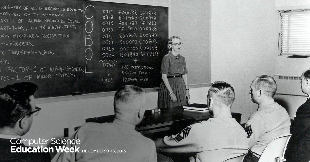 enGenHealthtech's tweet image. #CSEdWeek honors the legacy of computing pioneer Admiral Grace Murray Hopper. Carry on and read "Amazing Grace’s" bio: hmhs.link/hopper
#GrandmaCOBOL #QueenOfCode @CSEdWeek @codeorg