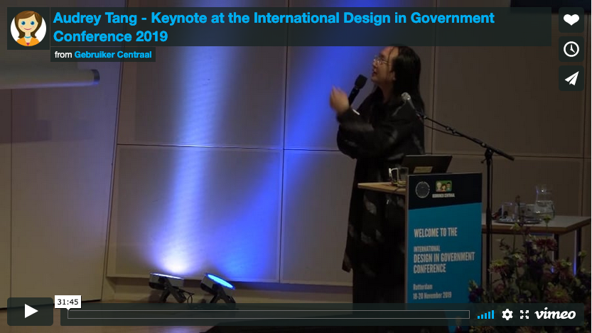 JJStraetemans's tweet photo. RT @govdesignconf: Look here for the presentation and video of the keynote @audreyt https://t.co/aW3NgUgkps #govdesignconf https://t.co/TkdV7hjkV1