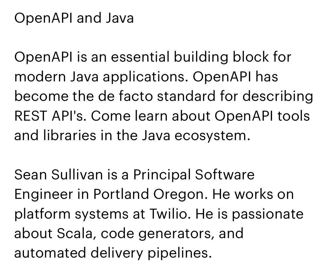 Portland Java User Group meeting
Tuesday
December 10, 2019

💡 "OpenAPI and Java"

#java #pdxtech 

meetup.com/PDXJUG/events/…