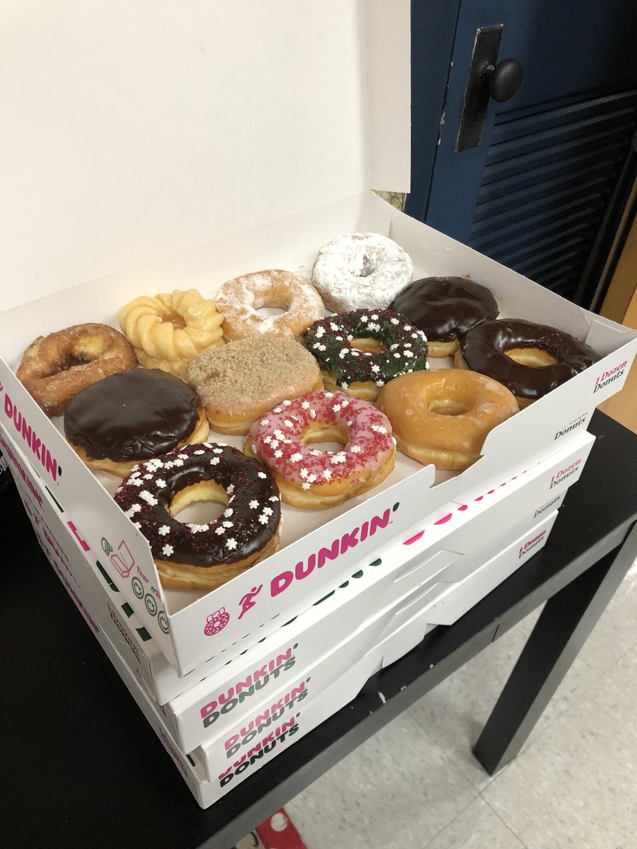 Thank you <a href="/dunkindonuts/">Dunkin'</a> for spreading cheer to our staff on this dreary, wet, Monday!  5 dozen donuts yield LOTS of smiles!  We are grateful for all our community partners!  <a href="/OHLSD/">Oak Hills Schools</a>