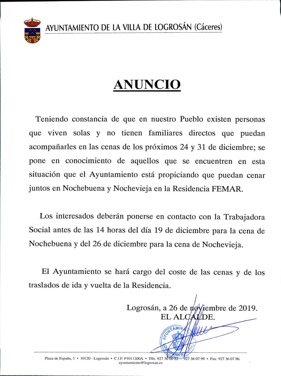 Hay gente que pasa las Navidades SOLA.
Somos unos privilegiados.
Enhorabuena a este Ayuntamiento.