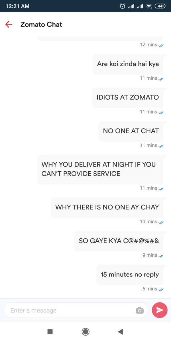 dptelang's tweet photo. @zomatocare 20 Minutes valet not packing call.
No one on chat.
Will i get order or not?
#ZomatoWalaSoGaya https://t.co/M9DnTGM5WZ