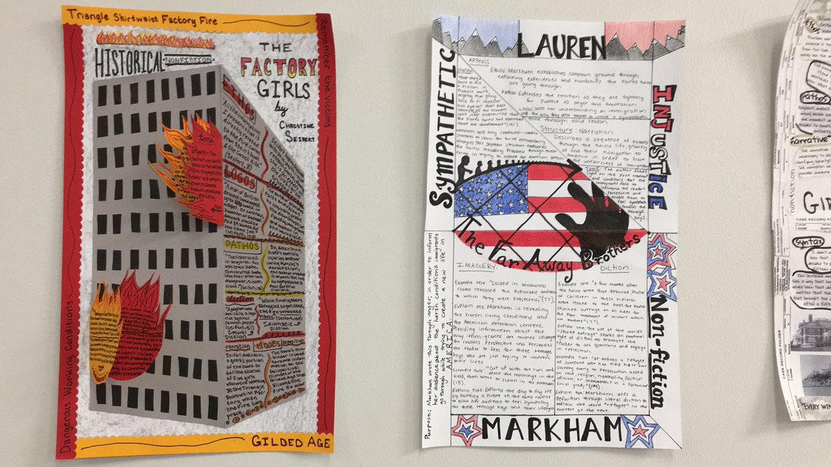 RLRiefler's tweet photo. Shout out to my AP Lang students! Their one pagers are brilliant! #MCSD @MarcellusCSD https://t.co/75daNr25hB