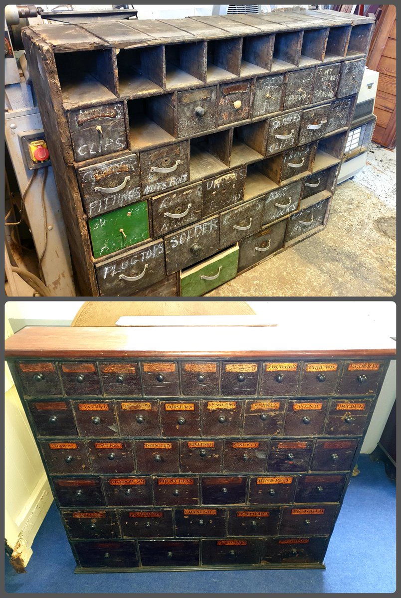 brownsresto's tweet photo. A real transformation on this set of victorian apothecary drawers, from firewood to fantastic! 
#restoration #antiques #woodworking #vintage https://t.co/3RCe86cjmy