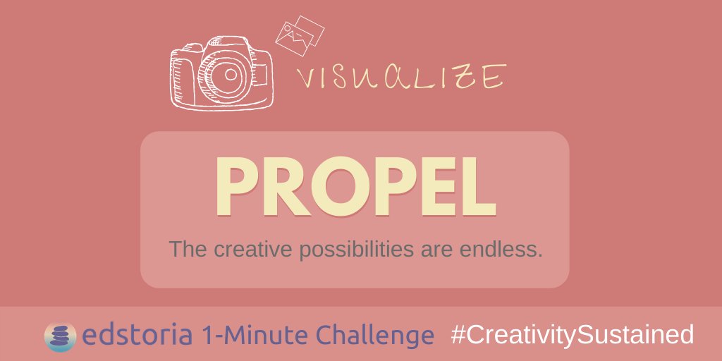 edstoria's tweet photo. β#edstoria 1-Minute Challenge: Visualize PROPEL.
See it. Feel it. Hear it. Touch it. Smell it.
Draw it. Represent it. Model it. Sing It. Dance it. Photograph it. Share your creation in the comments.
#education #teachers #visualization #CreativitySustained #propel https://t.co/wXBvYoQsl2