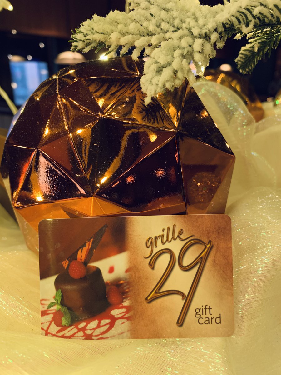 Grille29's tweet photo. Make your holiday shopping easy and delicious! Come in today and treat your family and friends to gift cards from Grille 29. For every $100 you spend in gift cards, you will receive an additional $20 complimentary gift card for yourself! 🎁✨ https://t.co/kVsdg6qNP6