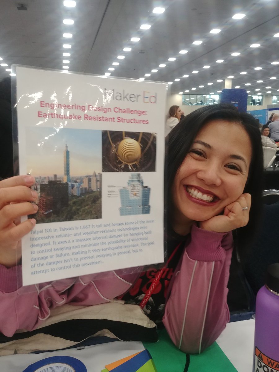 doramedrano777's tweet image. Love this visitor who used a dampener in her earthquake building based on a similiar real world concept from a building in Taiwan. Lots of #engineering and real world connections! #CASTEAM @MakerEdOrg #MakerEd