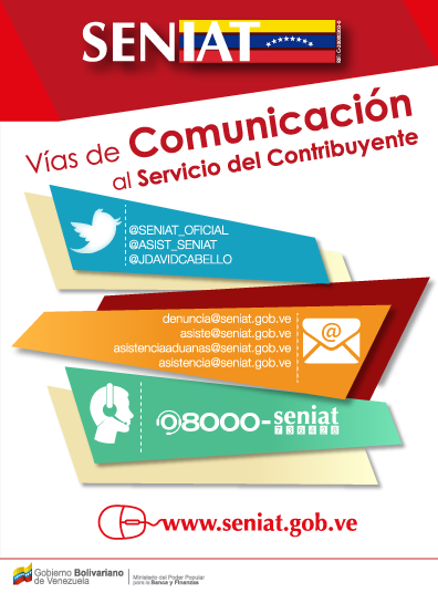 SENIAT_Oficial's tweet photo. Todos los canales de comunicación del SENIAT están a su disposición. ¡En el SENIAT trabajamos para ti! https://t.co/nJTf6O3OhA