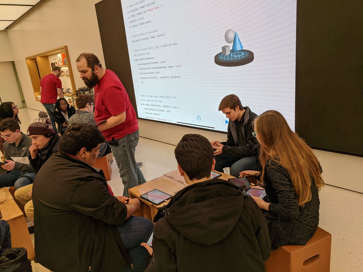 APEX_WebTech's tweet image. At the Jordan Creek Apple Store taking a quick lesson on #AR and how to code with Swift and the Apple Playgrounds.
Thanks for hosting @Apple !