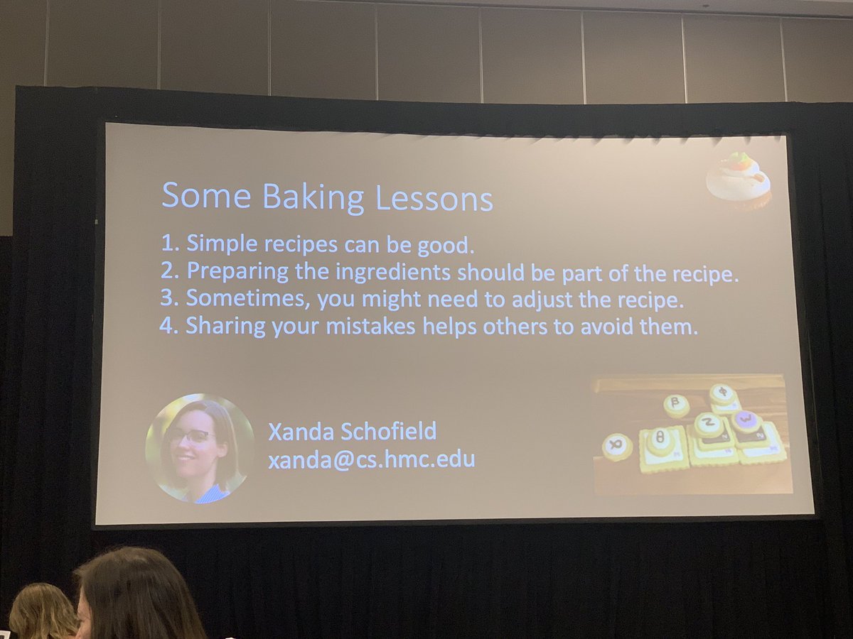 deborahhanus's tweet image. .@XandaSchofield of @harveymudd made her research in #topicmodels & #differentialprivacy intuitive by comparing it to baking at @WiMLworkshop. Check out her work on her site: cs.hmc.edu/~xanda/#/resea…
#WiML2019 #NeurIPS2019