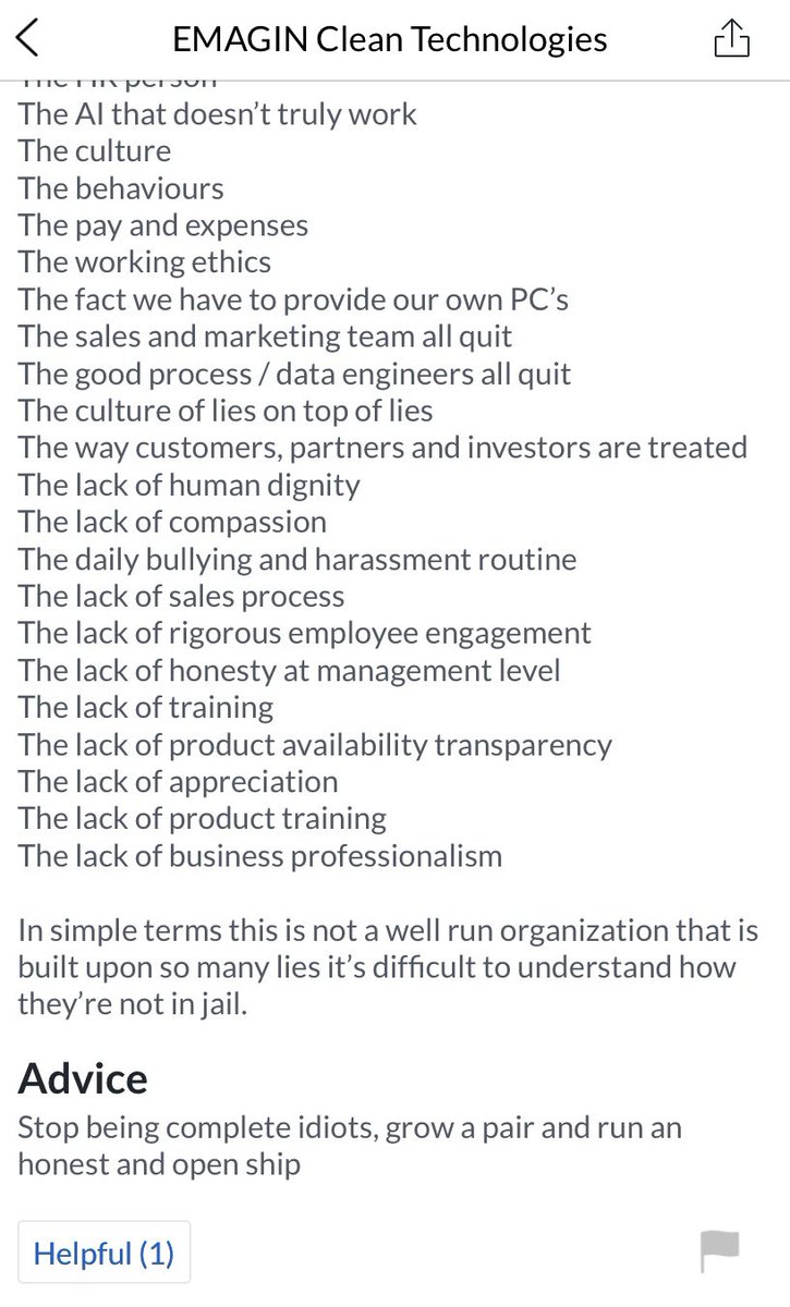 ChalkZiggy's tweet image. It doesnt get any better from what has been said in these employee reviews, apparently Emagin have negative reviews removed so not to scare future investor cash &amp;amp; to make them look the cool kids on the block.  These organizations reviews would scare the hell out of any customer