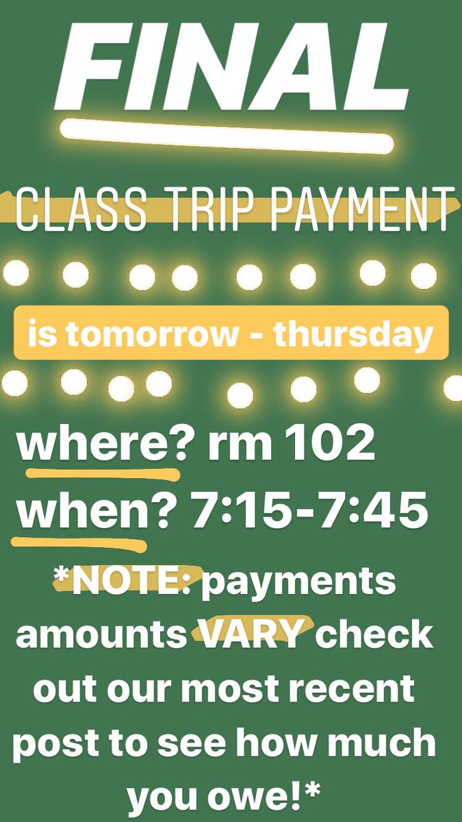 BASHClassof2020's tweet image. no late payments will be accepted! check out the most recent post on our instagram (@BASHClassof2020) to see how much you owe! see you tomorrow morning!!!! 🧜🏼‍♀️🧞‍♂️👸🏼👑🦁🐷