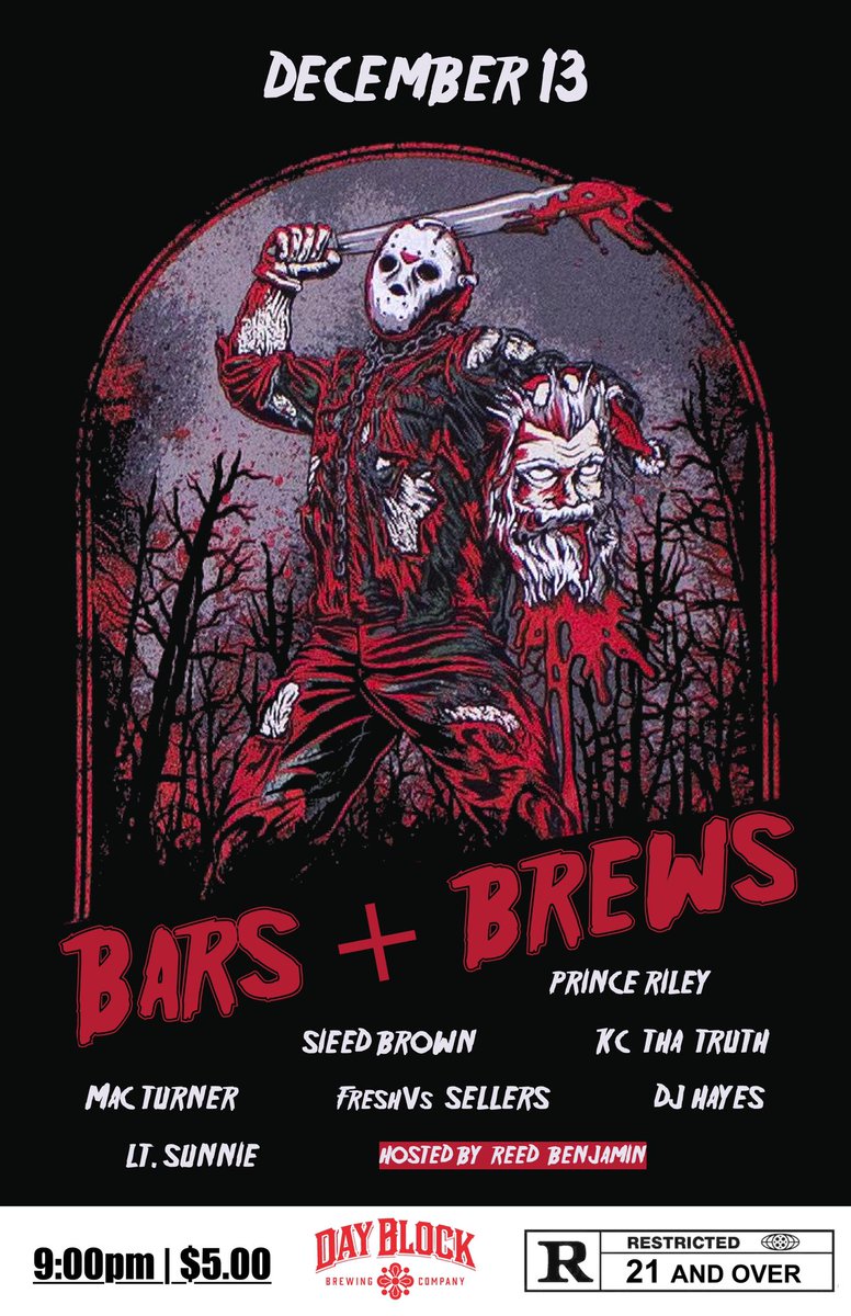 FreshVsSellers's tweet photo. FRIDAY NIGHT I'm preforming XXX  https://t.co/NWGwjkes2N at another edition of Bars + Brews! All-Star Lineup w/
Hosted by: 
@ReedBenjaminn

Artist: 
@mac_rfmg 
@sieed_brown 
@freshvssellers 
@PrinceRiley612 
thy.ruler 
@kcthatruth 
&amp; of course @djhayesmpls 

Catch us at Day Block https://t.co/eguIF4x9TX