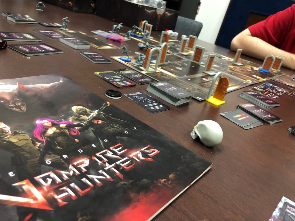 PledgeManager's tweet image. What games did you play this weekend? We’ve literally been dying to play Vampire Hunters by @DarkGateGames since we saw it at #EssenSpiel in 2018. Last week, the stars finally aligned. The vampires won. Our loss was spectacular! #boardgame #vampires