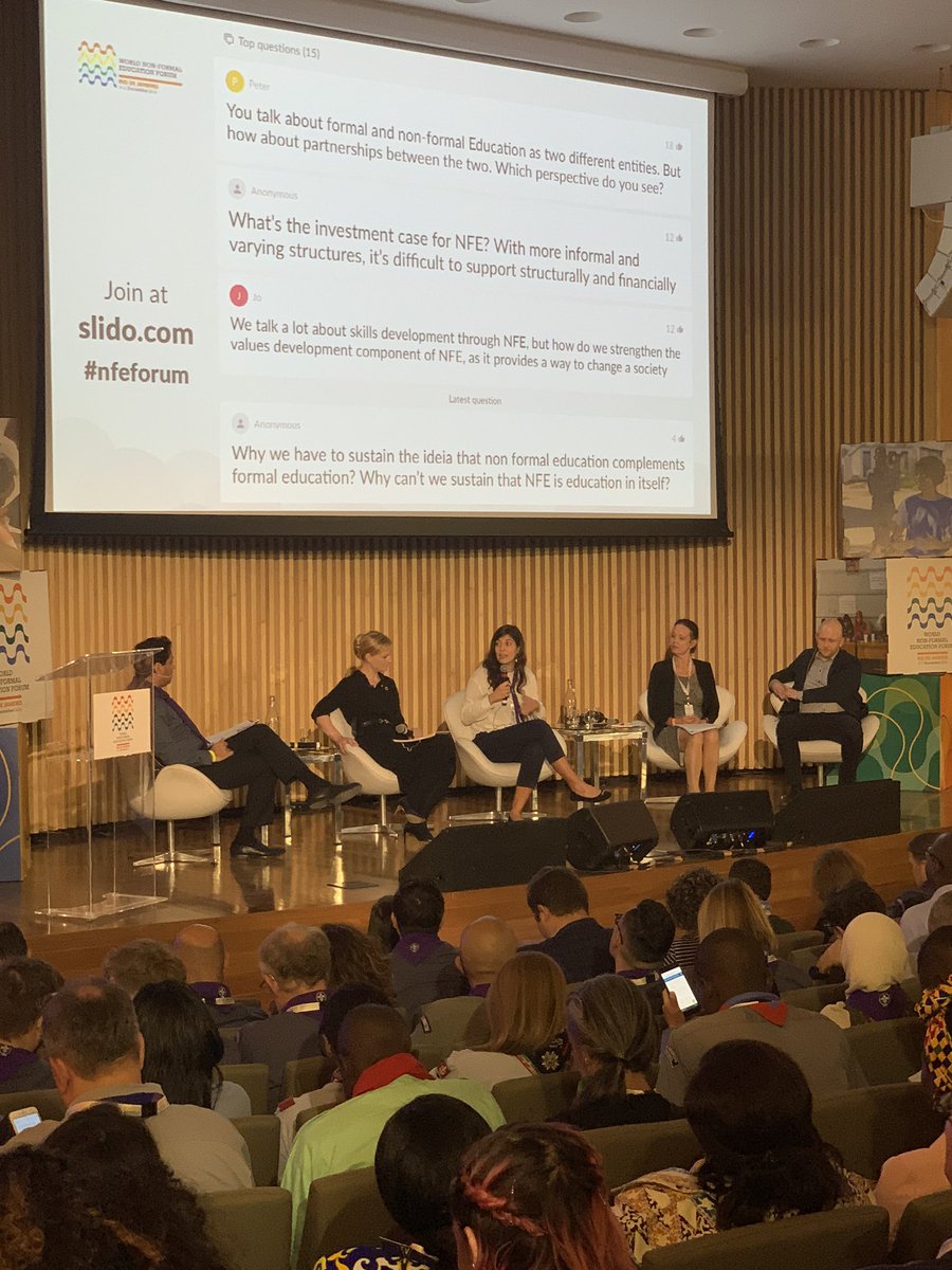 An exciting panel about non-formal education at the World #nfeforum presenting the views of Academia, Scouts, UNICEF and Ban Ki-Moon Centre for Global Citizen