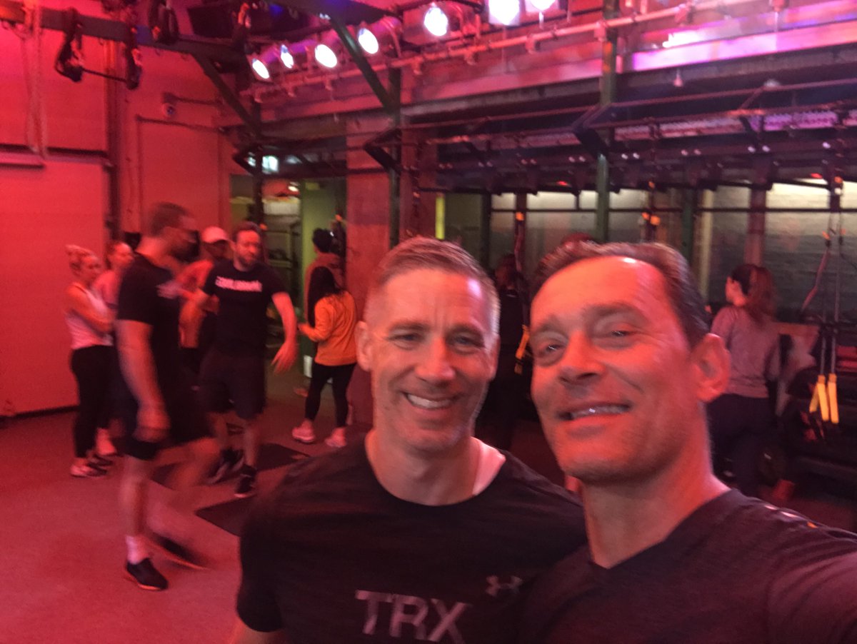 randyhetrick's tweet photo. So fun to be back on the road with my team and, especially, my longtime partner in crime, @fquelch. We’re covering a LOT of ground here on the UK and doing a lot of sweaty TRX workouts. My old bones are a creakin’! #WeAreTRX https://t.co/PNXTwtBidW