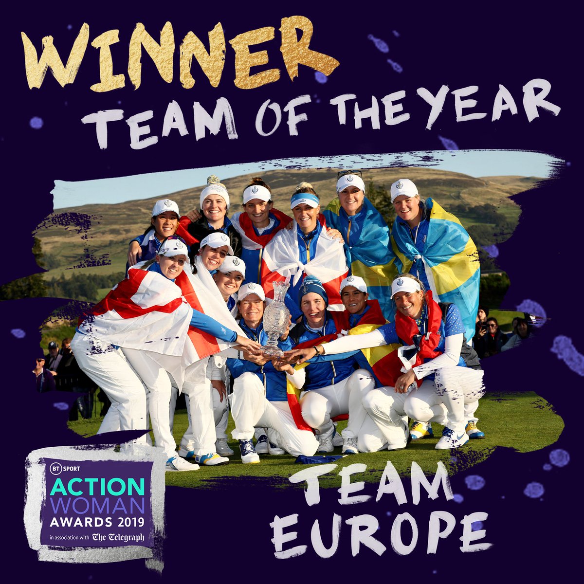 tntsports's tweet image. Our first winners of the night...

Team Europe for their Solheim Cup victory! 👏

🏆 #ActionWoman Awards 🏆