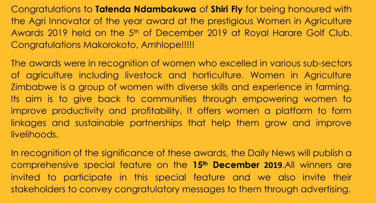 Beyond honored. Zim agriculture. <a href="/shirifly/">Shiri</a>