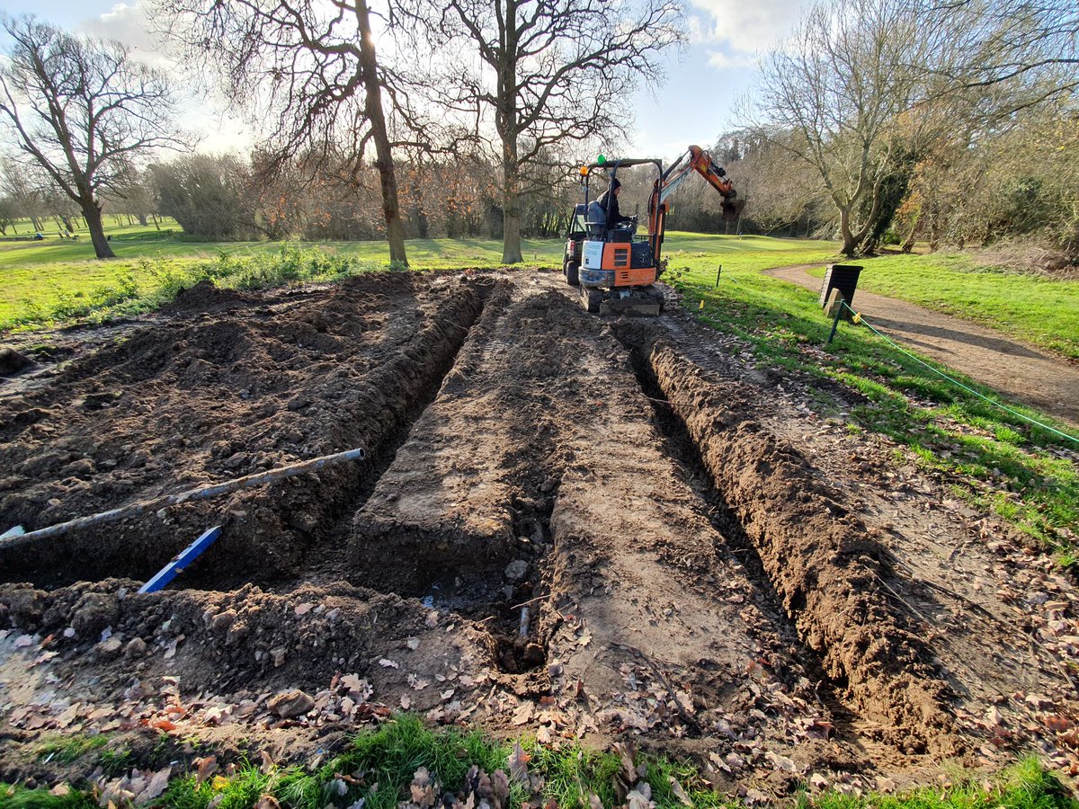 4th tees undergoing an irrigation and drainage upgrade before re-levelling.