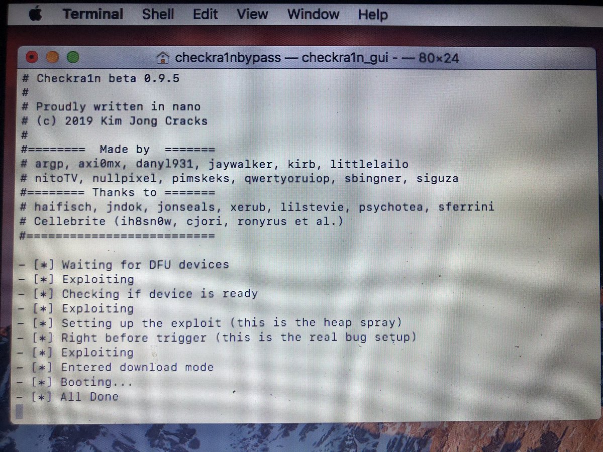 yosy1692's tweet photo. Mi iPhone 8+ se había quedado atrapado en #modoDFU, no quería encender de ninguna forma, ni con reinicio forzado y me tocó ejecutar #checkra1n por el terminal, ya con eso mi dispositivo encendió y #jailbreak activo👌🏾 https://t.co/GvMKnZ8vIt