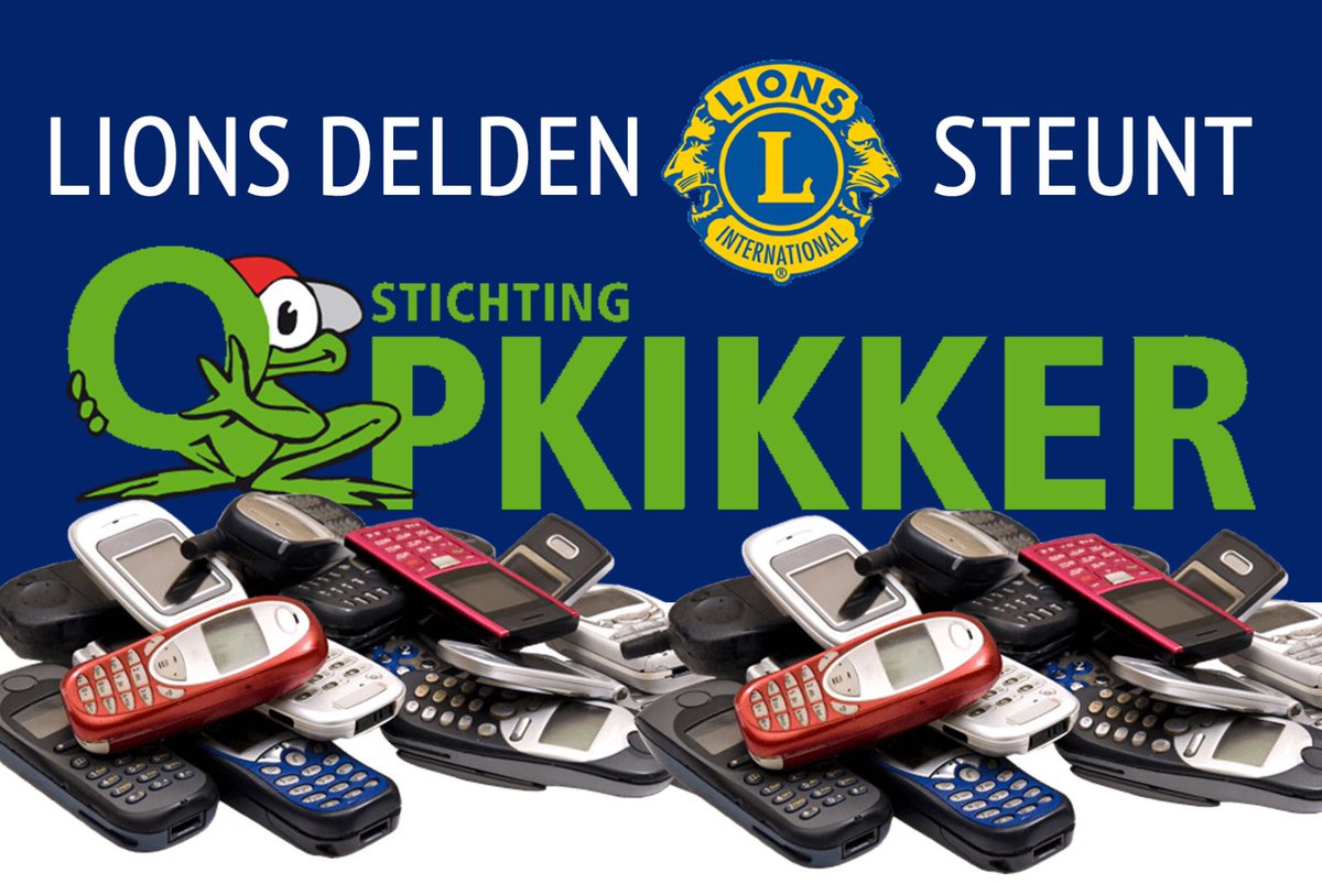 MOBIELE-TELEFOON INZAMELAKTIE
Tijdens de Kerstmarkt 14-12 zamelt Lionsclub Delden oude telefoons in die worden gerecycled. De opbrengst (edele metalen) gaat naar Stichting Opkikker. Meer informatie opkikker.nl.
Helpt u ons helpen? Lever dan uw oude telefoon(s) in!