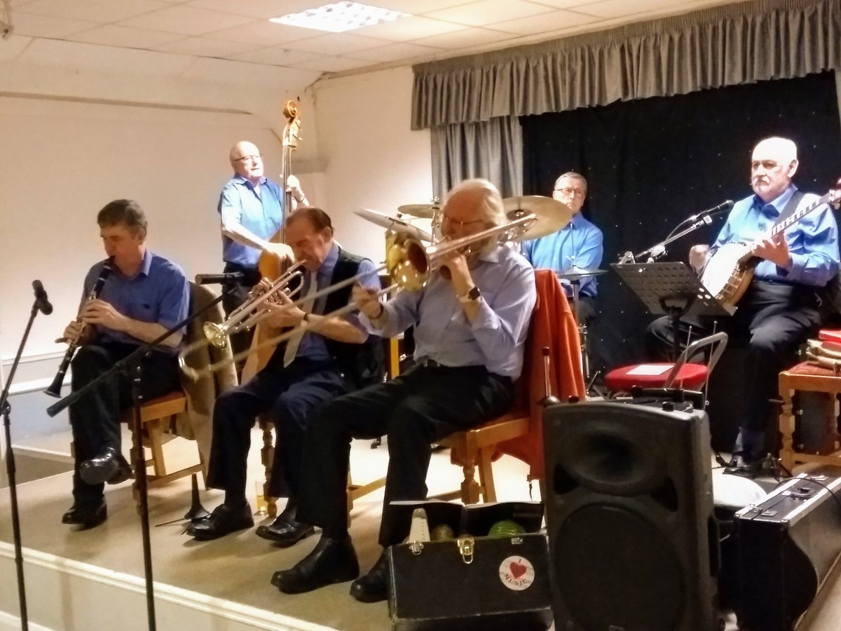 Now playing at Southend Jazz Club - George Tidiman's All Stars with Tim Huskisson, Denny Ilett, George Tidiman, John Sirett, Brian Henderson and Southend Bob Allbut.