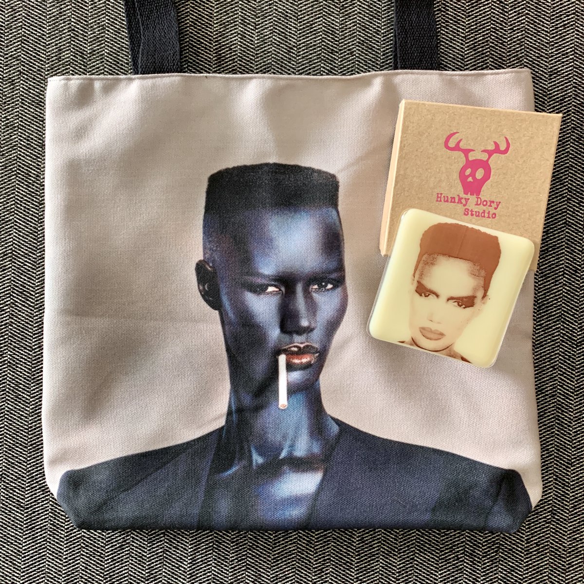 remixedgifts's tweet photo. Go #Nightclubbing with #GraceJones! We’ve got two tote bags, one night light, and one patch left in stock! 😎 https://t.co/5AKPzPW1WL