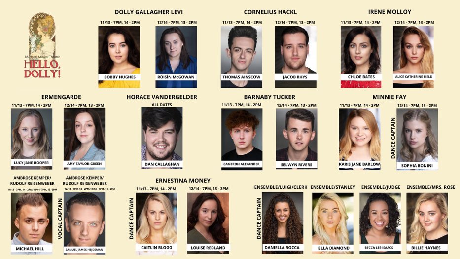 LCMMT2020's tweet photo. And the #LCMHelloDolly cast are now into production week! Here’s a sneak peak of the programme! Hope you’ve all got your tickets✨ https://t.co/JoDpgu7VBG https://t.co/e2QvU009c5