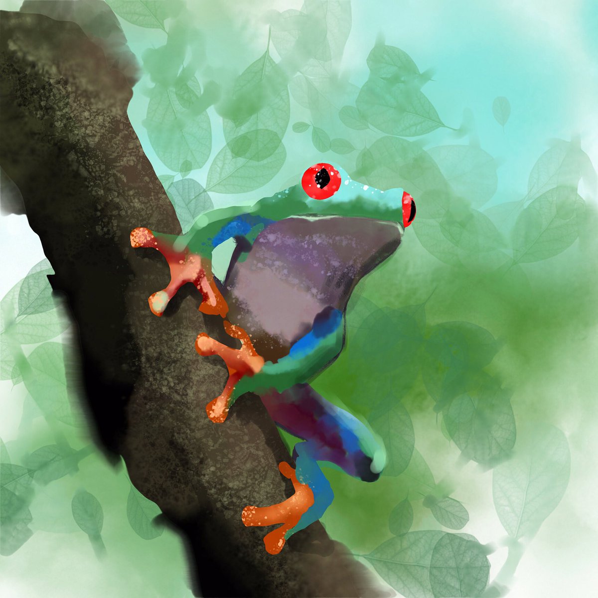 Tree Frog! 🐸 And now in the FREE version of #AdobeFresco you can save hi res psd and pdf. Because you asked and we love you. ❤️