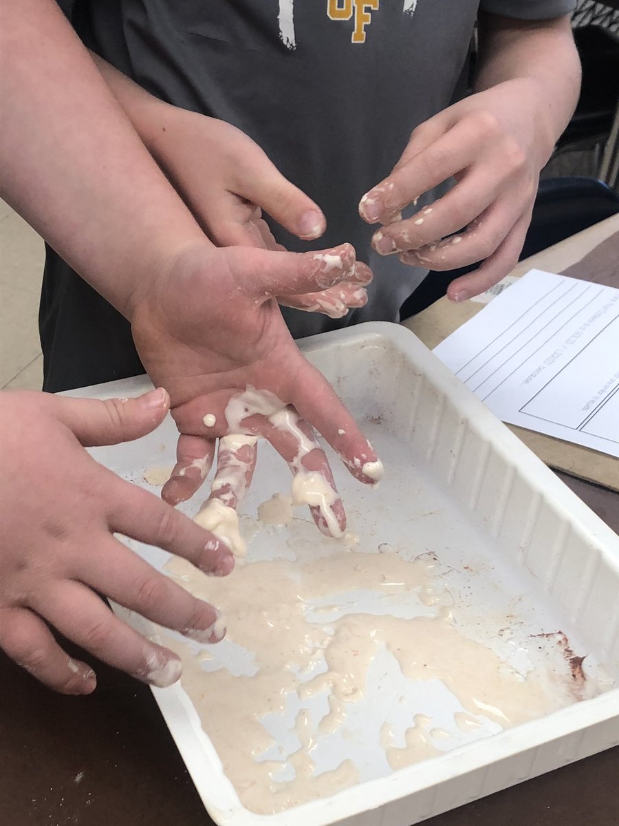 Oobleck- Is it a solid or a liquid? Nothing like some #handsonscience to add some fun to this rainy Monday afternoon!