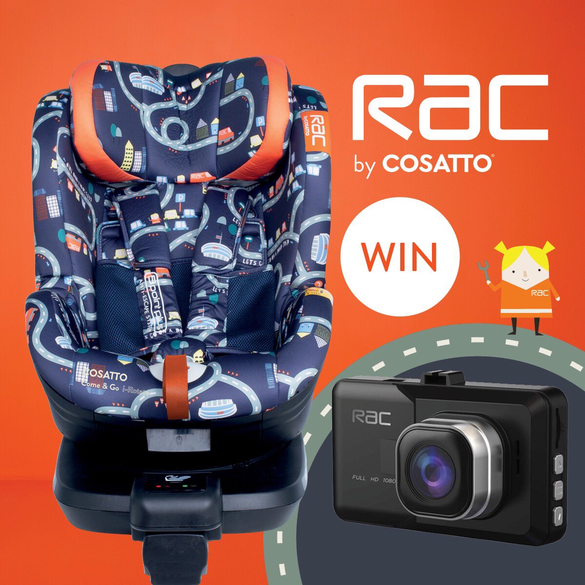 #WIN #Competition To celebrate the launch of our collaboration with #RAC we’re giving away one of our new RAC car seats plus a RAC dash cam. Want to win? Simply; 
1. Follow us and <a href="/TheRAC_UK/">The RAC</a> 
2. Tag at least one friend 
3. Retweet
 *competition also running on FB and IG