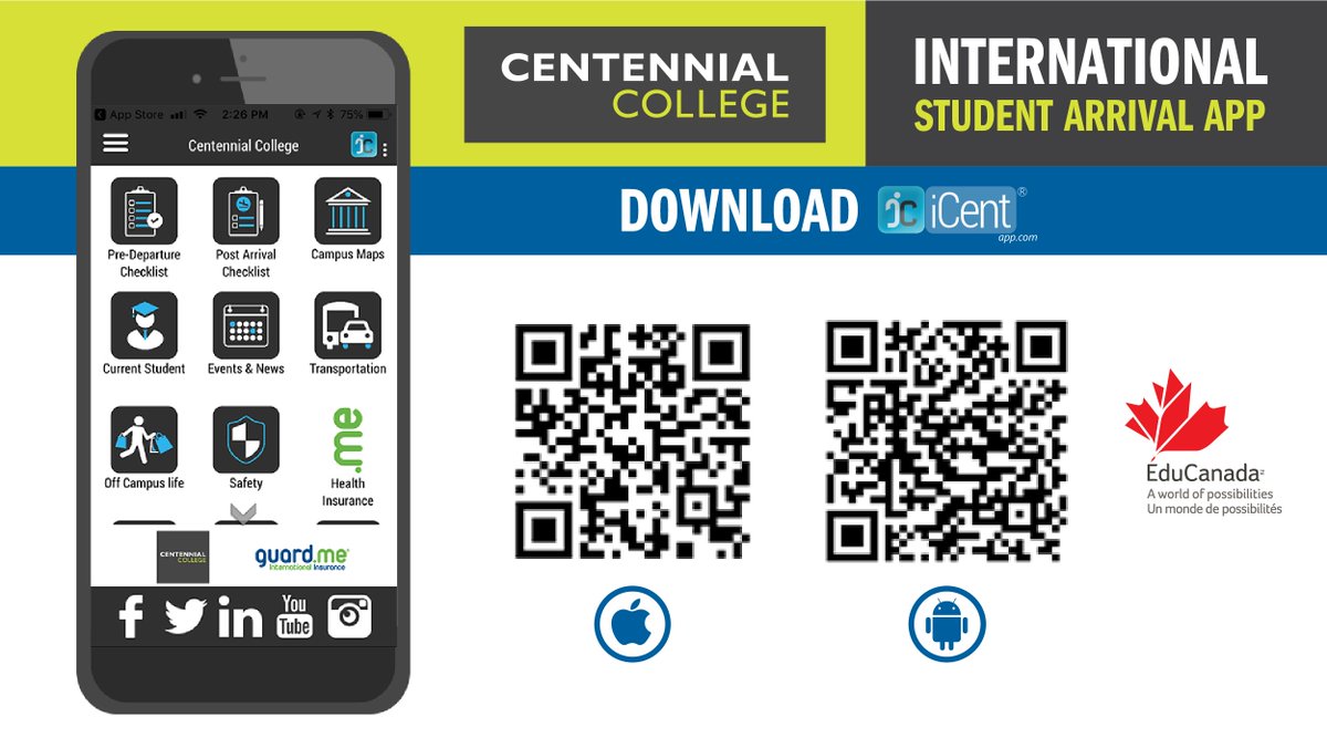 CentennialIE's tweet photo. Will you be a NEW International Student @CentennialEDU this January?

✅Download the @iCentapp to access checklists and useful information to help you settle into college life in Canada🇨🇦

App Store: https://t.co/j4AOlEUOiW
Google Play: https://t.co/VVYm3iTmQD https://t.co/Gd0yiEbsSl