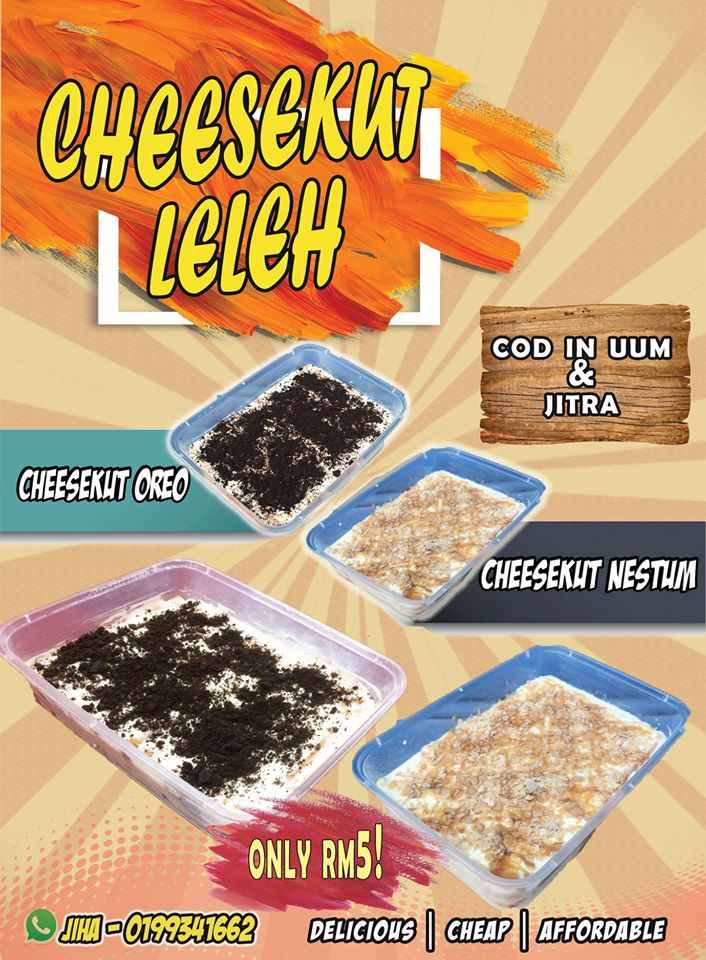 sintok_media's tweet photo. Pencuci mulut yang lazat kini menjadi tumpuan orang ramai!
CHEESEKUT MEMANG “MOUTH-WATERING”
Kelebihan Cheesekut leleh ini ialah inti yang disediakan tidak pernah kurang dan pelanggan boleh membuat permintaan jika ingin intinya lebih atau kurang. Setiap bekas berharga RM5 sahaja. https://t.co/7xsHR6ZFxx
