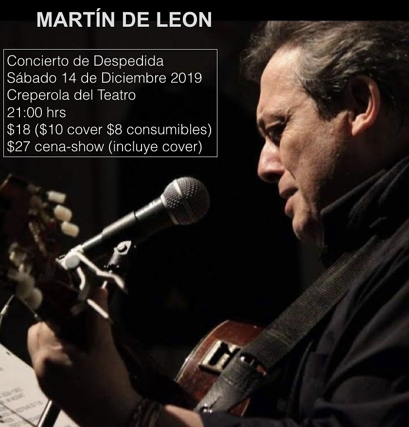¡¡Imperdible!! Martín de León en la Crepe. Sábado 14 de diciembre ÚNICA FUNCIÓN. Hagan sus reservaciones al  099 858 9640