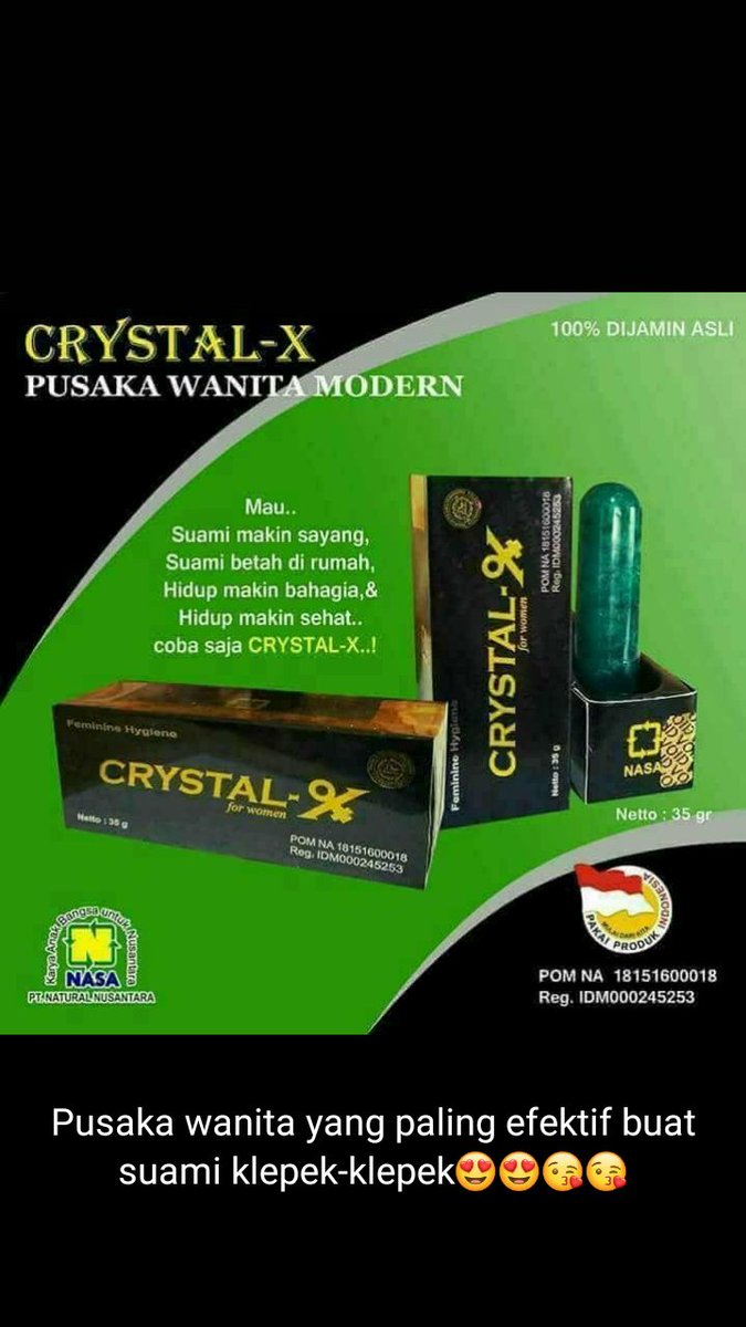 Crystal X adalah ramuan alami khusus bagi organ kewanitaan untuk mengatasi keputihan membantu membersihkan kotoran di daerah kewanitaan dan sekitarnya sekaligus menghilangkan bau tak sedap, rasa gatal karena keputihan, mengembalikan "kekuatan"