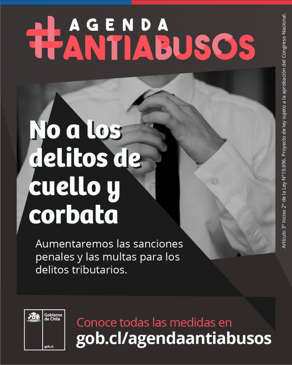 La #AgendaAntiAbusos anunciada hoy por el Pdte <a href="/sebastianpinera/">Sebastian Piñera</a> no solo propone medidas concretas para acabar con los delitos de cuello y corbata, sino que establece mejoras en los derechos de los consumidores. Gran iniciativa para que Chile sea un país con menos desigualdad.