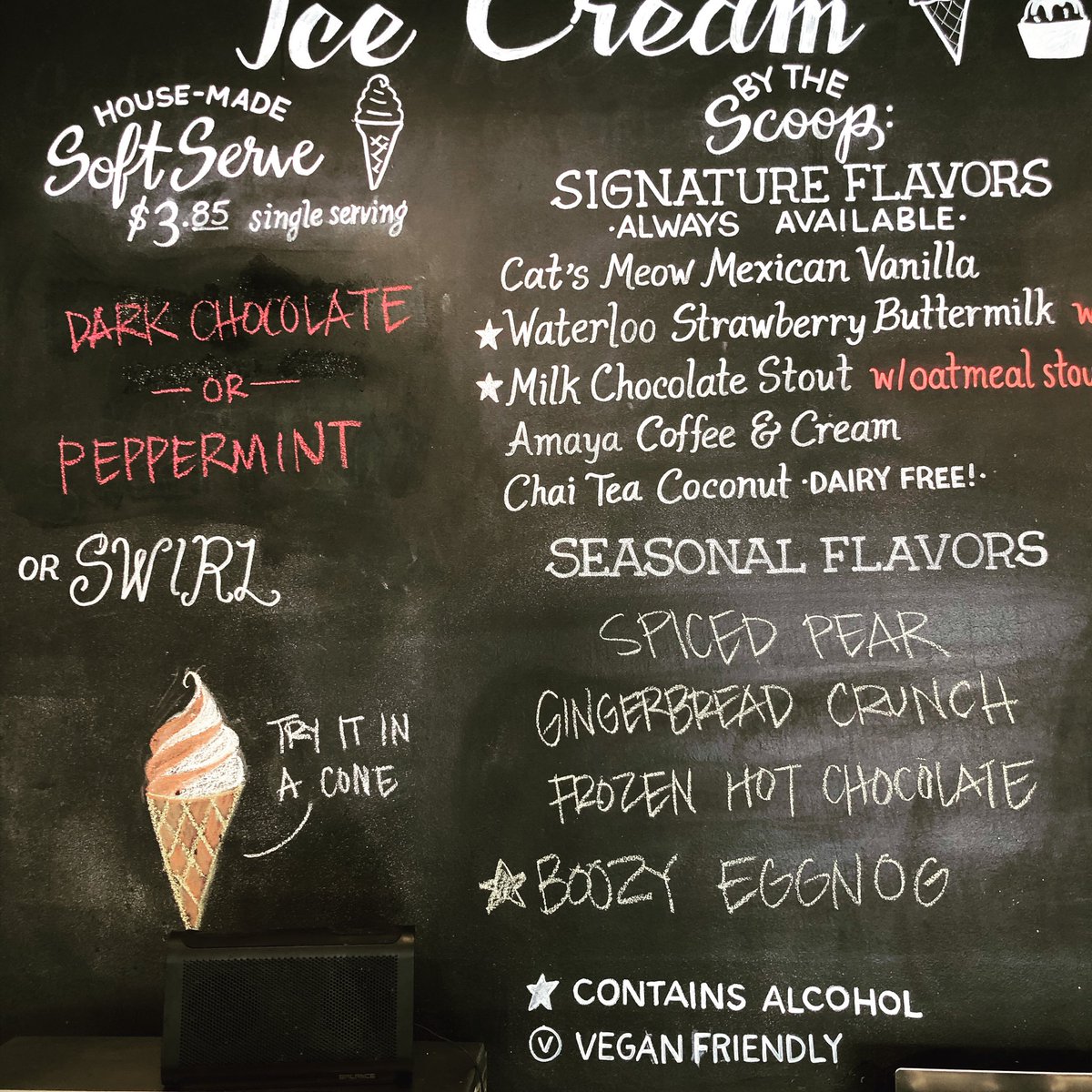 FatCatCreamery's tweet photo. Hey, you Holiday Cats, have a 👀 at THIS flavor board. It’s official, we can start celebrating. Come get your #BoozyEggnog, #Gingerbread Crunch, #FrozenHotChocolate & #SpicedPear scoops. We made it #Christmas for you, you’re welcome.
#holidayicecream #icecream #houstonheights https://t.co/umydVF6CqU