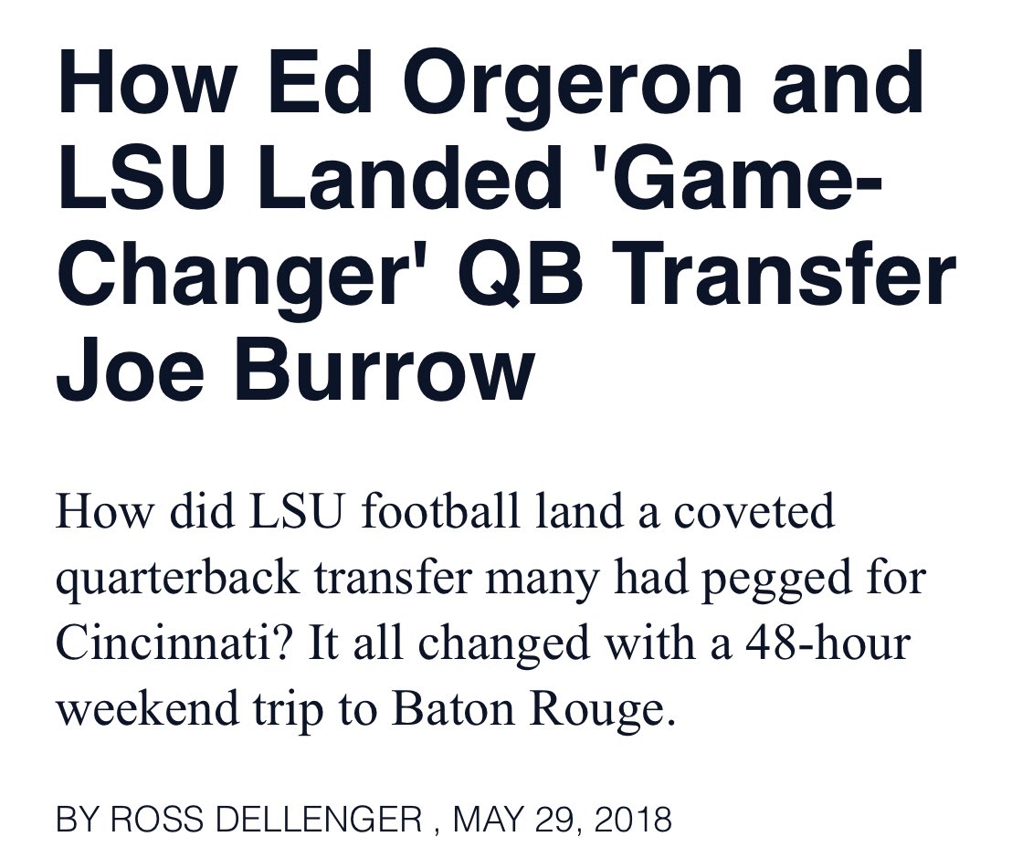 School. You know where he was heading before LSU offered him a spot? CINCINATTI!!Let’s face it. Bo didn’t mess up. Riley didn’t mess up. Frost didn’t mess up. LSU simply got lucky and found lightning in a bottle. And that’s all besides the other point, would Joe Burrow...