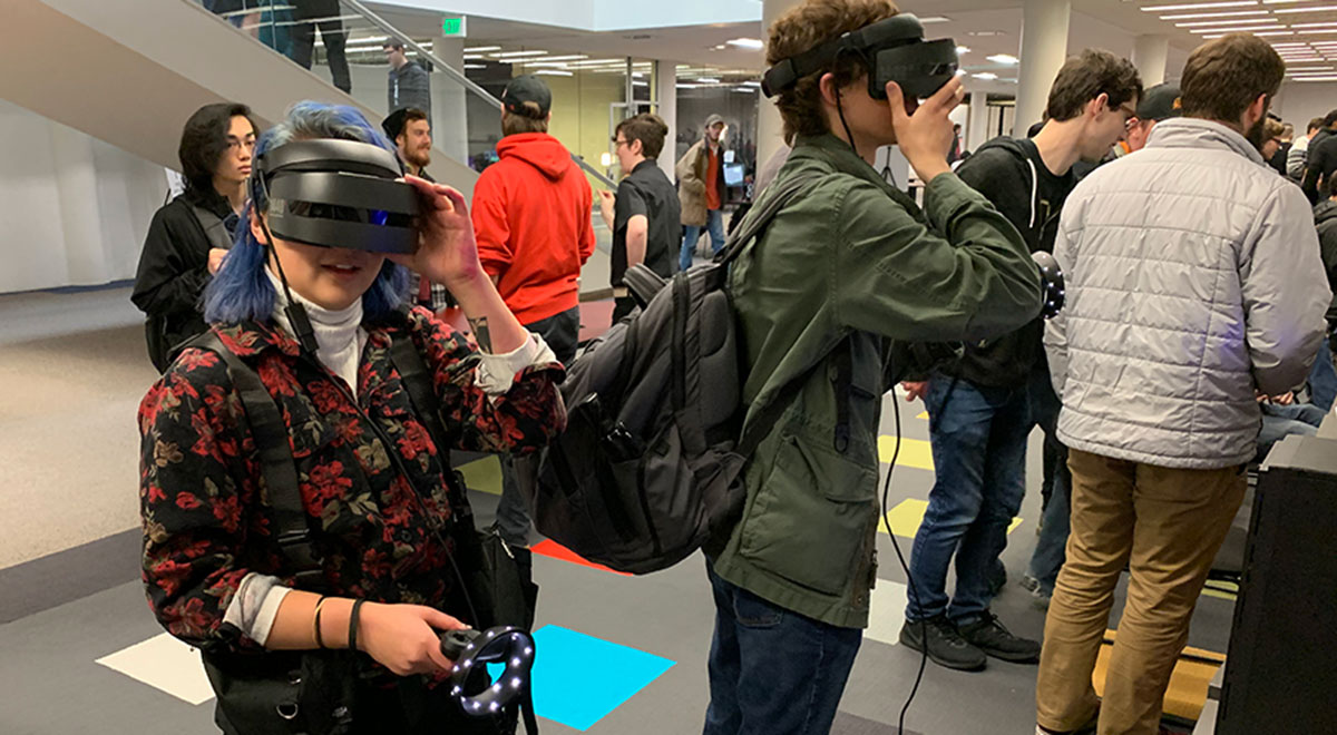 UtahCoE's tweet photo. The @UUtah Entertainment Arts &amp; Engineering @eae_gamerU #VideoGameDevelopment program held another successful #EAEPlay event Dec. 6. Check out our story and photo gallery https://t.co/SKcMyjI8ZR https://t.co/jNhs3NwgxH