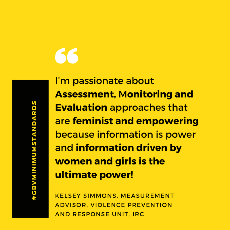 GBVResponders's tweet photo. #16DaysIsNotEnough to #endGBV, but w/ the NEW #GBVMinimumStandards, we have a chance!
@ksimmons282 is passionate about Standard 16 - Assessment, Monitoring & Evaluation - & using a #feminist approach for M&E!
Learn about all the Standards here: https://t.co/PgNEzLLFGl #16days https://t.co/fq6LAjA5Aq