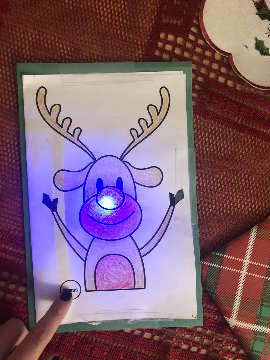 amisaleteach's tweet photo. Had so much fun implementing what I learned at the @BrockIRC makerspace workshop in the classroom making paper circuit Christmas cards for literacy today 💡🎄 https://t.co/YiTxII3E6B