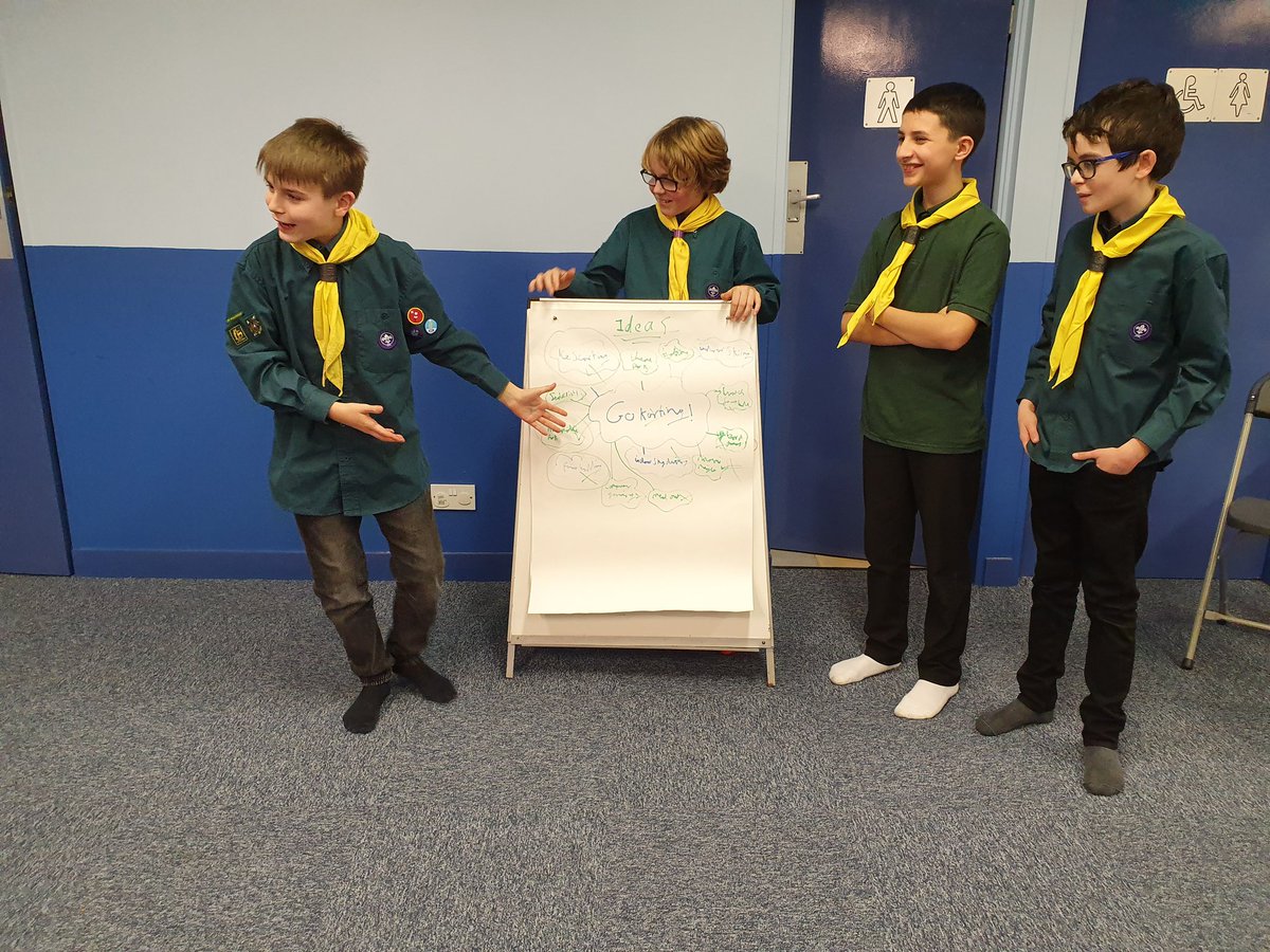 1stWargrave's tweet photo. First up in the Den, was Stags Patrol and their Pitch for "An evening of Trampolining at Rush". Some early interest from the #Dragons who particularly liked Ryan's #Rush socks! #OneToBeat #Trampoline https://t.co/AU4v7sI03F