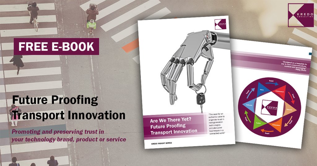 KredoConsult's tweet image. Download this e-book: Are We There Yet? Future Proofing Transport Innovation ow.ly/Xr6R50wqPjr Check out this invaluable guide to engender trust in next-generation technologies and disruptive businesses. #trustintechnology #kredotechtalk