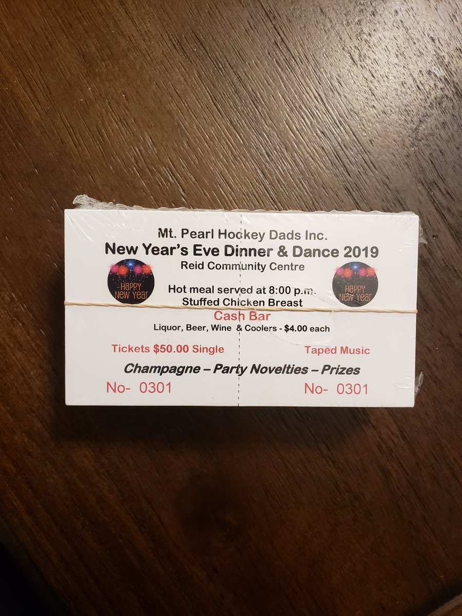 JoeFowler97's tweet photo. Please see New Years Eve ticket for event put off by the Hockey Dads.  It is a good time had by all so if you know anyone who is interested please forward along.  For tickets contact Joe at 691-3409 https://t.co/67PHygiUke