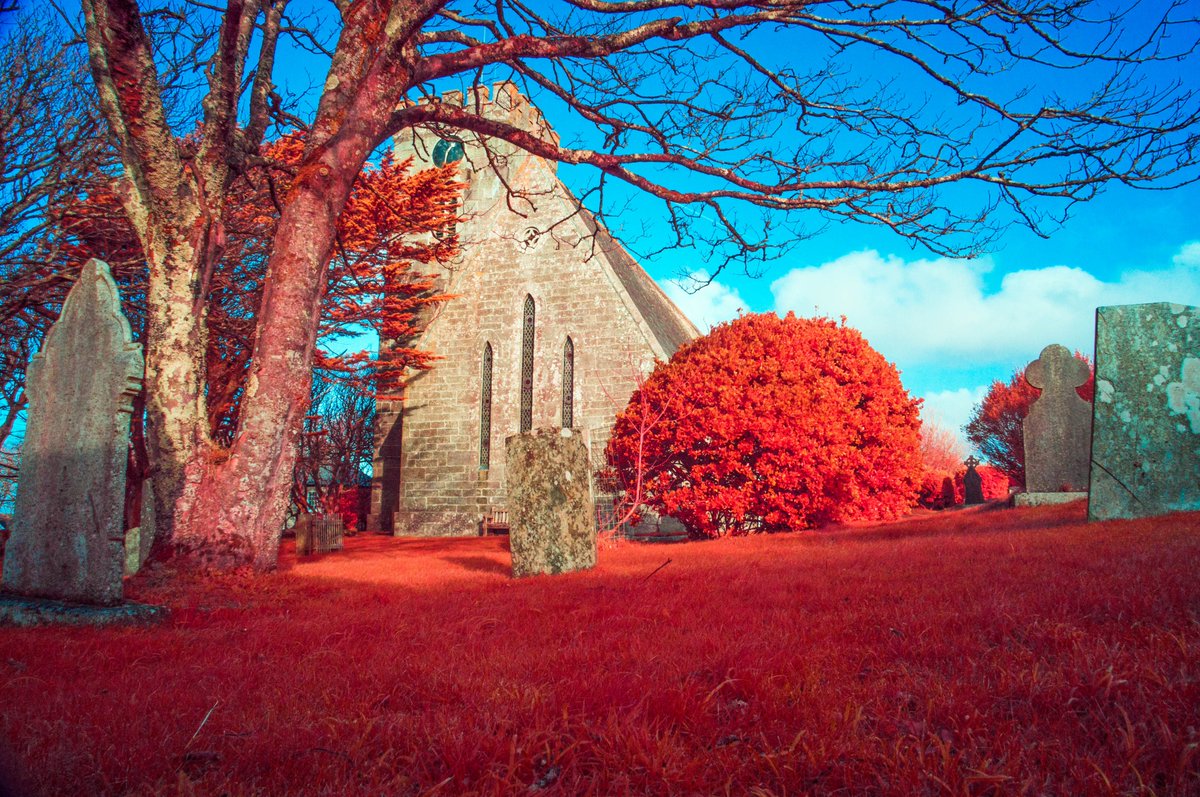 KernowChrome's tweet photo. Pendeen Church, West Cornwall   #infrared #infraredphoto #infraredphotography #aerochrome #cornwall #pendeen #church https://t.co/ixfu5XzGJO