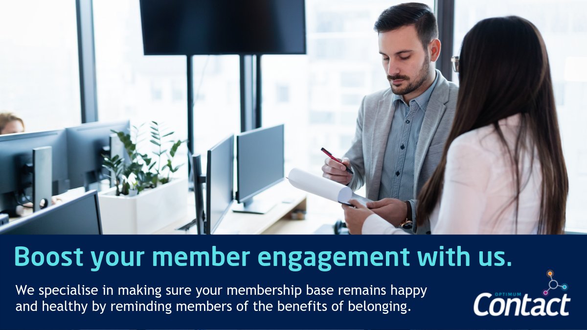 OptimumContact's tweet photo. Our Australian-based outbound call team can help you connect with your members in a way that drives engagement and loyalty.
Benefits include:
- Improved cashflow
- Reduced administration costs
- Membership database updates
Contact us: https://t.co/JF4GVGxTHR
#assnchat #membership https://t.co/irI5NIID06