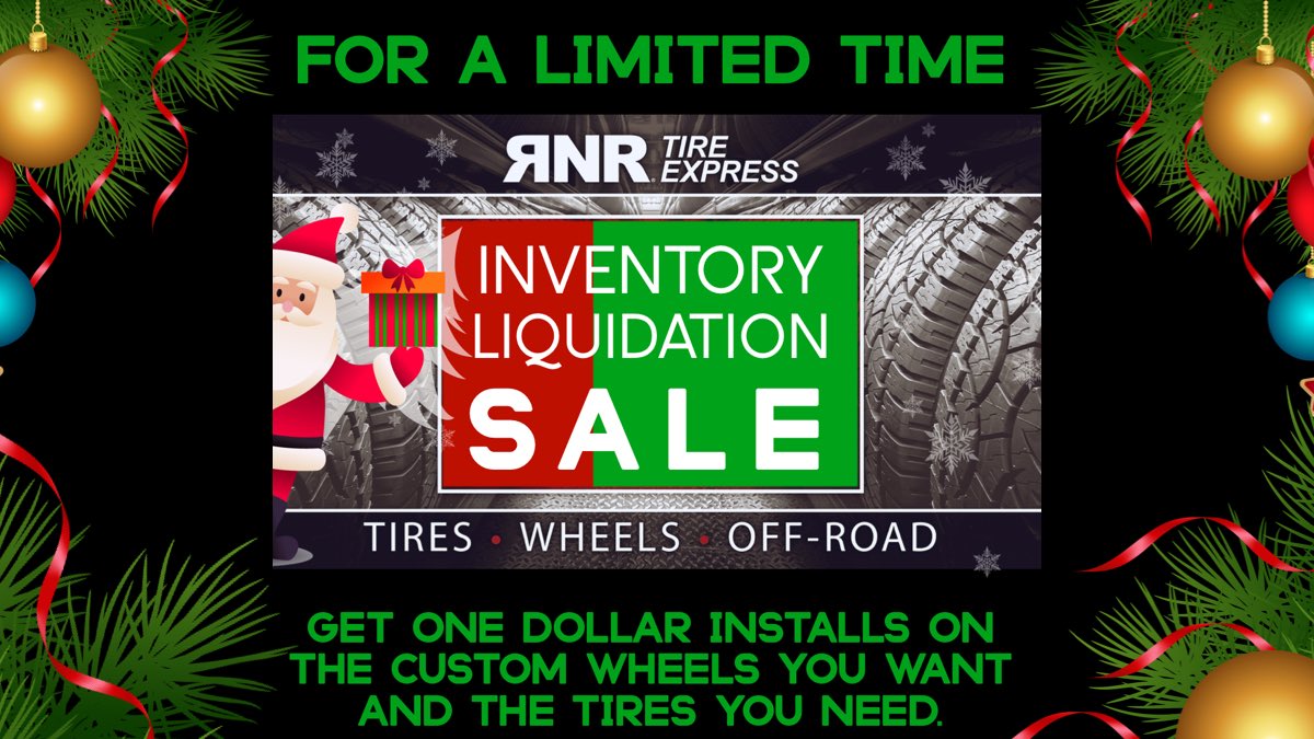 djericbmix's tweet photo. It’s the holidays so, don’t break the bank on the tires you need.. Let @rnrtires hook you with one of their best deals! Right now you can get custom wheel and tire installs for a $1 #ad #rnrtireexpress https://t.co/9R65q9mTU9