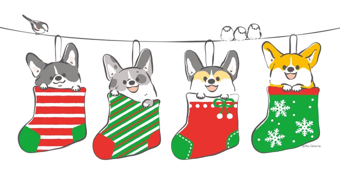 クリスマスが今年もやってくる〜♪
コーギーとエナガのクリスマス
#corgi #コーギー #イラスト #コギまるけ #野鳥 #エナガ 