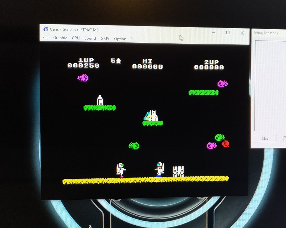 diegomtassis's tweet photo. Carl and Ann meet in space for the first time. Yes, it's 2p cooperative Jetpac for Megadrive/Genesis. #genesisdev #sgdk #wip https://t.co/13GOnliO3h