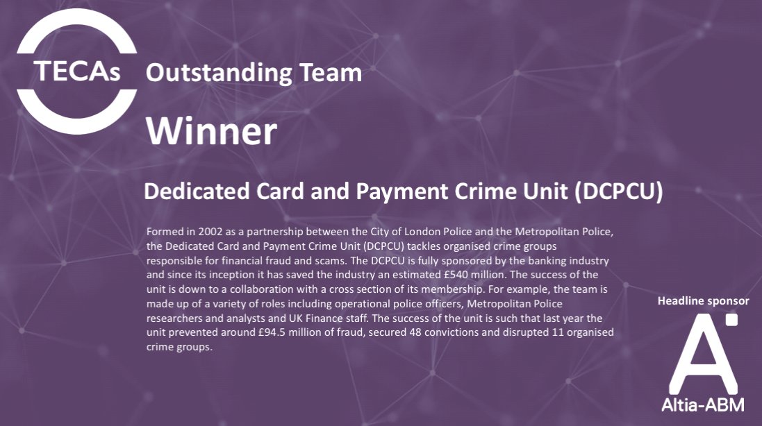 The Tackling Economic Crime Awards (TECAs) tweet media
